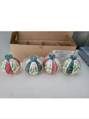Vintage Lillian Vernon Ball Ornament Candles Set 4 Holly Berries Christmas 2.5